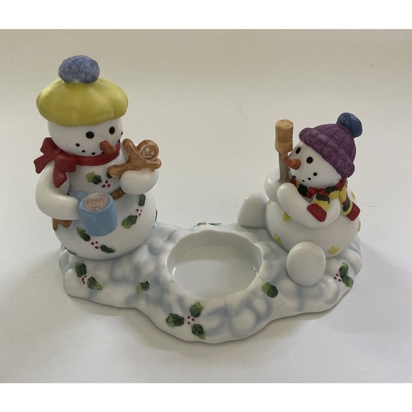 Partylite‎ Snowbell Kids Votive Candle Holder Snowman Porcelain P7869 Christmas - Picture 2 of 11